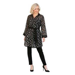 Lafayette 148 Sheer Jacquard Silk Wool Blend Belted Jacket Beautiful  Fabric‎